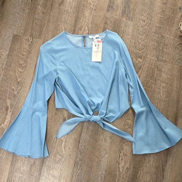 Lucy Paris Tops - Lucy Paris Light Blue Bell Sleeve Blouse